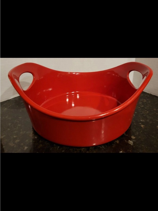 Rachael Ray Other - Rachael Ray Red Ceramic Serving Bowl with Integrated Handles 1.5 Quart